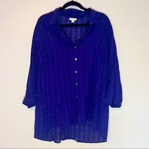 J. Jill Button Down Baby Doll Window Pane Shirt XL